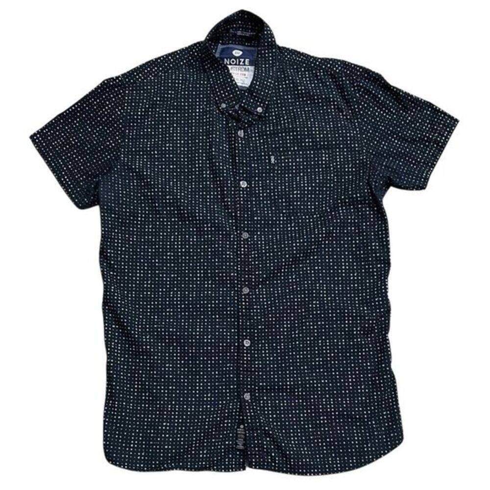 Noize Amstrdm Men’s Navy Polka Dot Cotton Shirt – Size‎ L